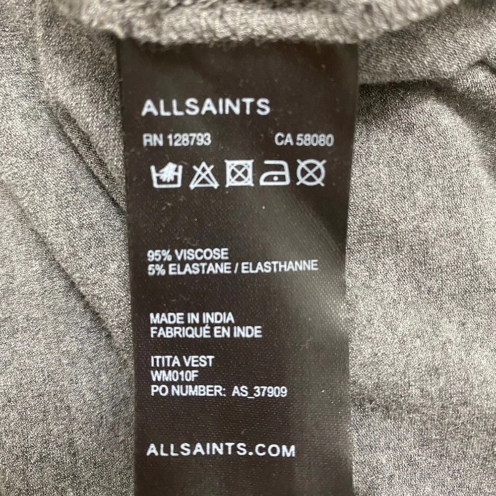 ALL SAINTS - Itita Vest Chain Neck Line Charcoal Tank Top Size 4 - Picture 9 of 9